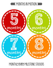 Months in Motion 289 Monthly Baby Stickers Baby Boy Months 1-12 Milestone - Monthly Baby Sticker