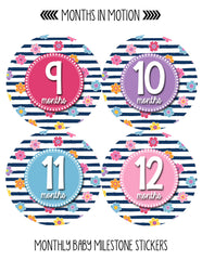 MONTHS IN MOTION Monthly Newborn Baby GIRL Milestone Photo Prop Stickers