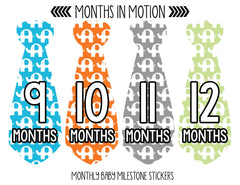 Months in Motion 725 Monthly Baby Stickers Necktie Tie Baby Boy Months 1-12 - Monthly Baby Sticker