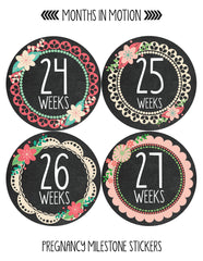 Pregnancy Week By Week Belly Stickers | Large Set of 36 Weekly Photo Sticker