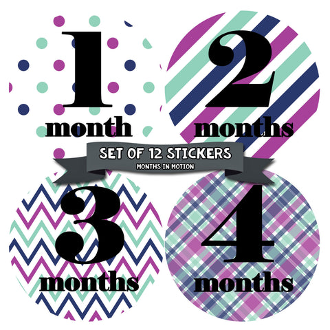 Months in Motion 092 Monthly Baby Stickers Baby Girl Month 1-12 Milestone Age