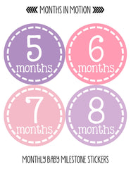 MONTHS IN MOTION Monthly Baby Photo Milestone Month Age Growth Stickers for Girl - Monthly Baby Sticker