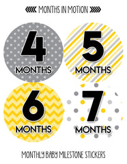MONTHS IN MOTION Monthly Newborn Baby UNISEX Milestone Stickers DELUXE SET