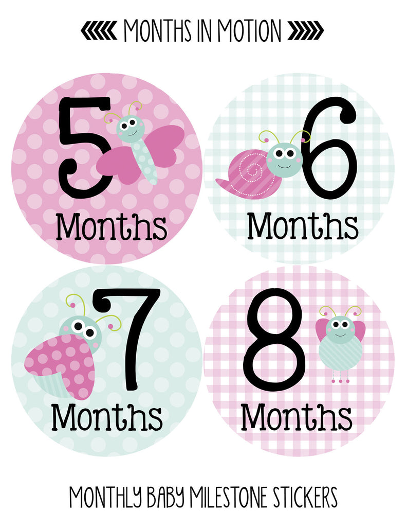 Months In Motion - Baby Month Stickers - Monthly Baby Sticker for Girls -  Floral (1113) 