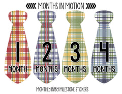 Months in Motion 720 Monthly Baby Stickers Necktie Tie Baby Boy Months 1-12 - Monthly Baby Sticker