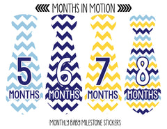 Months in Motion 750 Monthly Baby Stickers Necktie Tie Baby Boy Months 1-12 - Monthly Baby Sticker