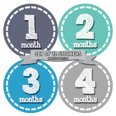 Months in Motion 103 Monthly Baby Stickers Baby Boy Milestone Age Sticker Photo - Monthly Baby Sticker