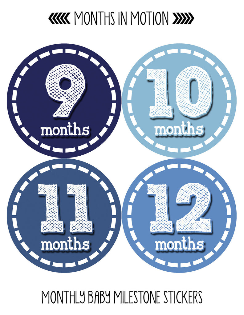 36 Sticker Set Baby Boy Monthly Milestone Stickers for 1st Year