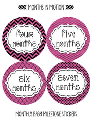 MONTHS IN MOTION Monthly Newborn Baby GIRL Milestone Stickers DELUXE SET