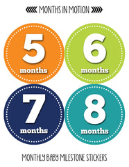 Months in Motion 059 Monthly Baby Stickers Baby Boy Milestone Age Sticker Photo - Monthly Baby Sticker
