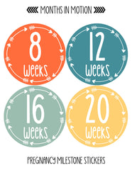 Months in Motion Pregnancy Baby Bump Belly Stickers Maternity Week Sticker