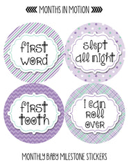 MONTHS IN MOTION Monthly Newborn Baby GIRL Milestone Stickers DELUXE SET