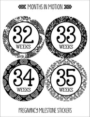 Months In Motion Pregnancy Week By Week Belly Stickers | Set of 36