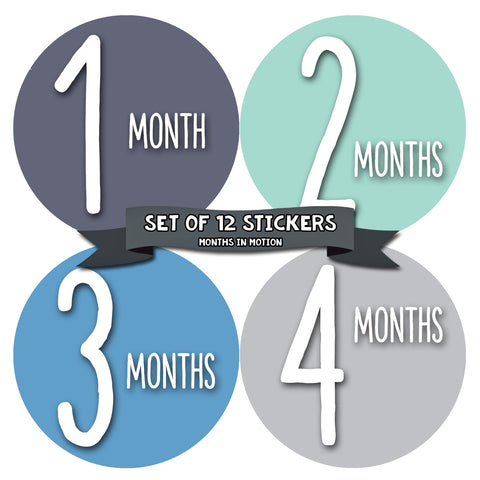 BABY BOY MONTHLY BABY STICKERS | BABY MONTH PHOTO STICKER | BY MONTHS IN MOTION