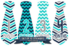 Months in Motion 735 Monthly Baby Stickers Necktie Tie Baby Boy Months 1-12 - Monthly Baby Sticker