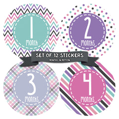 MONTHS IN MOTION Monthly Baby Photo Milestone Month Age Growth Stickers for Girl - Monthly Baby Sticker