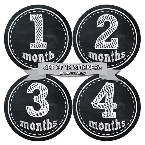 Months in Motion 155 Monthly Baby Stickers Baby Boy or Baby Girl Chalkboard