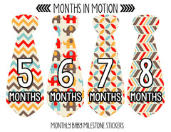 Months in Motion 726 Monthly Baby Stickers Necktie Tie Baby Boy Months 1-12 - Monthly Baby Sticker