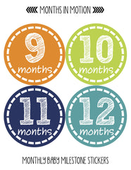 Months in Motion 307 Monthly Baby Stickers Baby Boy Milestone Age Sticker Photo - Monthly Baby Sticker