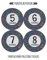 MONTHS IN MOTION Monthly Baby Photo Milestone Month Age Growth Stickers for GIRL - Monthly Baby Sticker