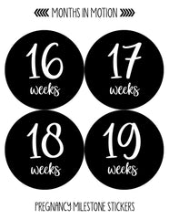 MONTHS IN MOTION Weekly Pregnancy Photo Prop Milestone Stickers DELUXE SET