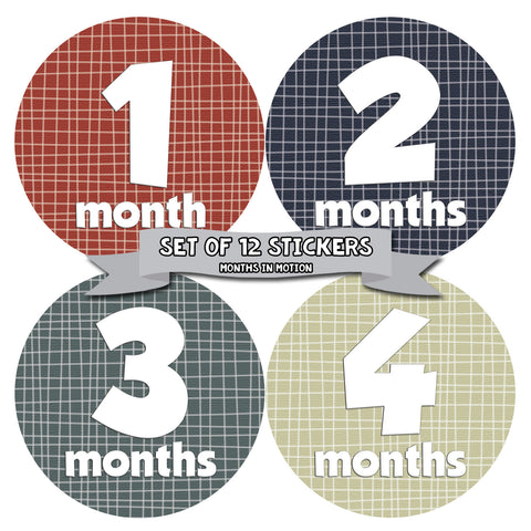 Months in Motion 010 Monthly Baby Stickers Baby Boy Months 1-12 Milestone