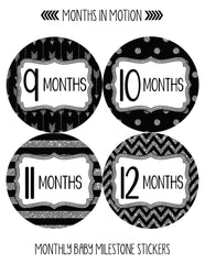 Months in Motion 804 Monthly Baby Stickers Baby Girl Months 1-12 Glitter - Monthly Baby Sticker