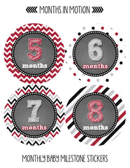 Monthly Baby Stickers Baby Boy Month 1-12 Milestone Age Sticker Photo Prop - Monthly Baby Sticker