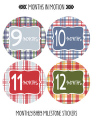 Months in Motion 156 Monthly Baby Stickers Milestone Age Sticker Photo Prop - Monthly Baby Sticker