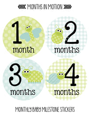 Months in Motion 034 Monthly Baby Stickers - Bugs Months 1-12 - Monthly Baby Sticker