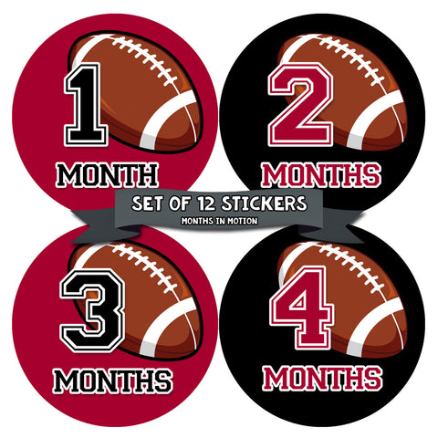 Monthly Baby Stickers Football Baby Boy Month 1-12 Milestone Age Sticker Photo