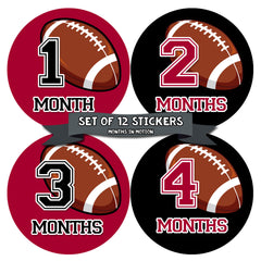 Monthly Baby Stickers Football Baby Boy Month 1-12 Milestone Age Sticker Photo - Monthly Baby Sticker