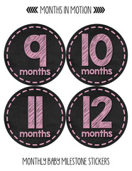 Months in Motion 429 Monthly Baby Stickers Baby Girl Chalkboard Milestone Age - Monthly Baby Sticker