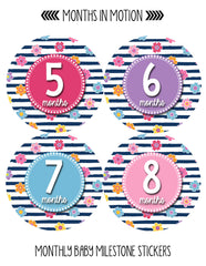 MONTHS IN MOTION Monthly Newborn Baby GIRL Milestone Photo Prop Stickers