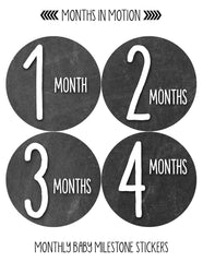 Baby Month Stickers | 12 Monthly Milestone Stickers Chalkboard - Monthly Baby Sticker