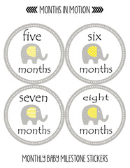 Months in Motion 096 Monthly Baby Stickers Gender Neutral Month 1-12 Milestone - Monthly Baby Sticker