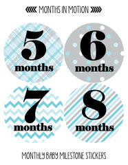 Months in Motion 089 Monthly Baby Stickers Baby Boy Month 1-12 Milestone Age - Monthly Baby Sticker