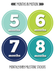 Months in Motion 060 Monthly Baby Stickers Baby Boy Month 1-12 Milestone Photo - Monthly Baby Sticker