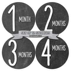 Baby Month Stickers | 12 Monthly Milestone Stickers Chalkboard - Monthly Baby Sticker