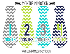 Months in Motion 734 Monthly Baby Stickers Necktie Tie Baby Boy Months 1-12 - Monthly Baby Sticker