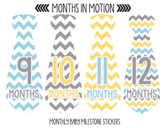 Months in Motion 747 Monthly Baby Stickers Necktie Tie Baby Boy Months 1-12 - Monthly Baby Sticker