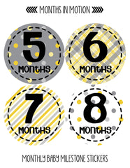 Months in Motion 275 Monthly Baby Stickers Gender Neutral Months 1-12 - Monthly Baby Sticker