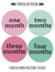 Months In Motion - Baby Month Stickers - Monthly Baby Sticker for Girls (815) - Monthly Baby Sticker