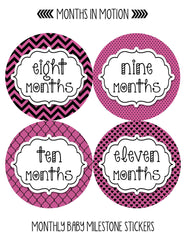 MONTHS IN MOTION Monthly Newborn Baby GIRL Milestone Stickers DELUXE SET