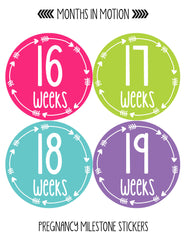 Months In Motion Pregnancy Week By Week Belly Stickers Set of 36 Photo Stickers