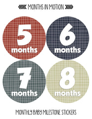 Months in Motion 010 Monthly Baby Stickers Baby Boy Months 1-12 Milestone - Monthly Baby Sticker