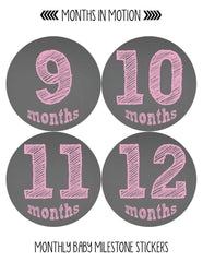 MONTHS IN MOTION Monthly Baby Stickers Newborn Infant GIRL Milestone Photo Prop