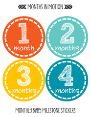 Months in Motion 167 Monthly Baby Stickers Milestone Photo Prop Newborn Boy - Monthly Baby Sticker