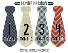 Months in Motion 721 Monthly Baby Stickers Necktie Tie Baby Boy Months 1-12 - Monthly Baby Sticker