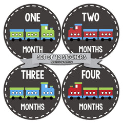 MONTHS IN MOTION Monthly Newborn Baby BOY Milestone Stickers Photo Prop